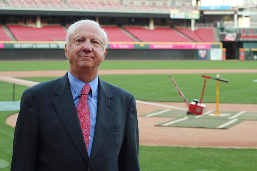 Bill Deimling with batting machine at Great American Ballpark